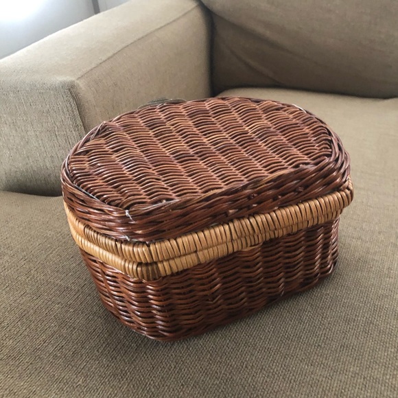 ▪️sold▪️vintage wicker bag brown tote woven - Picture 7 of 8